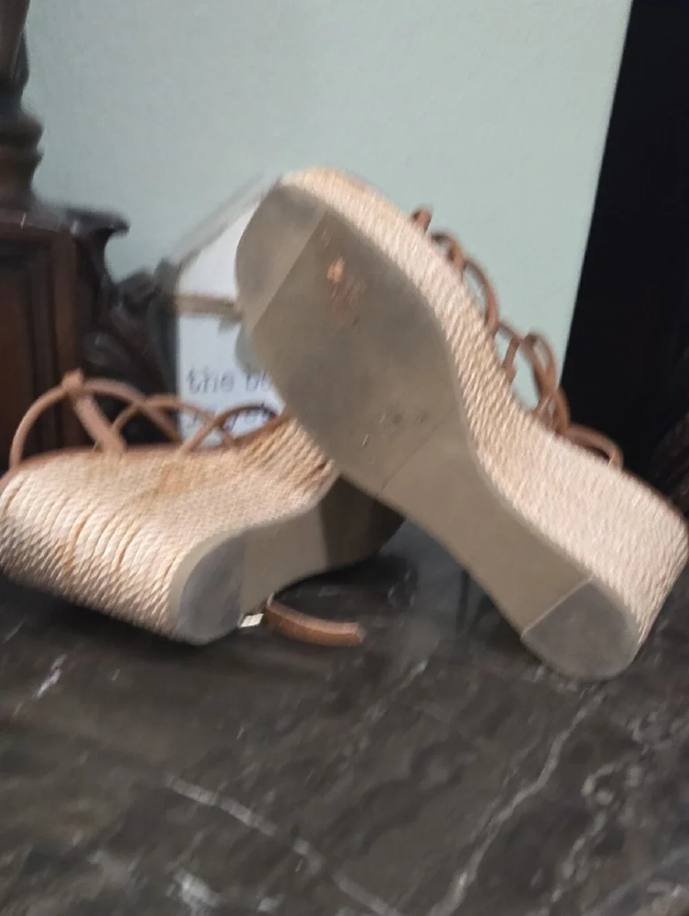 SM New York Tan Strappy Platform Sandals